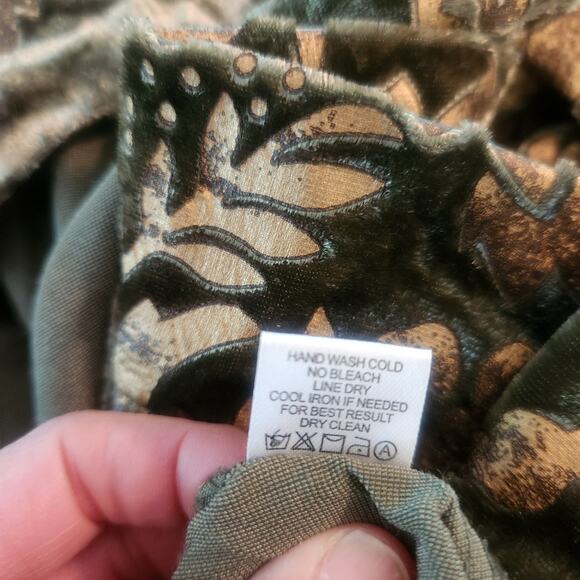 VTG Y2K Erin London Blazer Jacket 2X Womens Velvet Green Rustic Floral Fairy Art - Picture 16 of 16